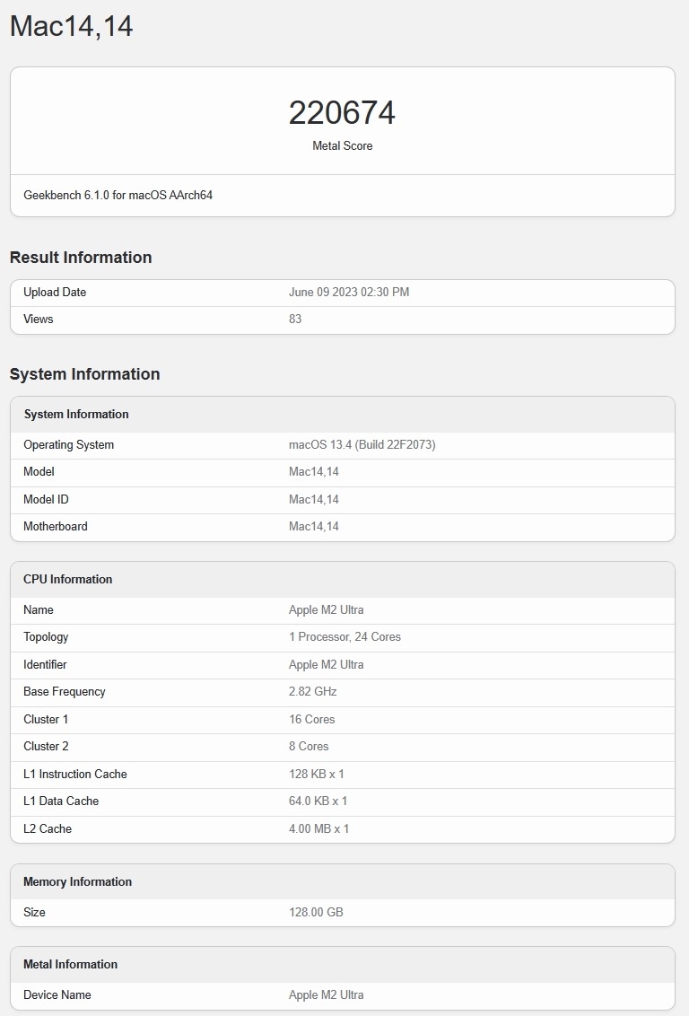 苹果M2 Ultra芯片Geekbench 6跑分出炉！(苹果m2芯片百度百科)  第2张