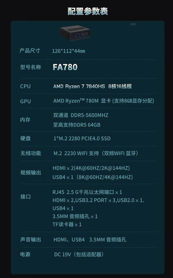 迷你主机越来越卷！R7-7840HS版本不到2400元了  第1张