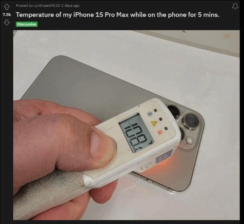 iPhone 15 Pro发热问题扩散：有人称通话5分钟升至42°C 你遇到了吗  第3张