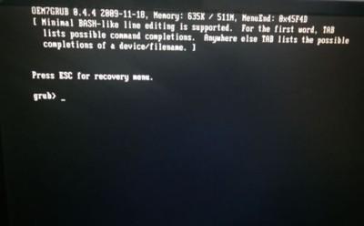 系统重装重新启动后出现oem7grub 0.4.4 20091118  第1张