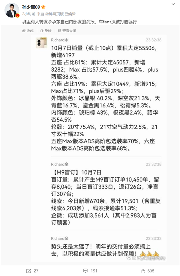 余承东笑开了花！问界新M7有多火：大定车主加价1000转让已排产订单  第3张