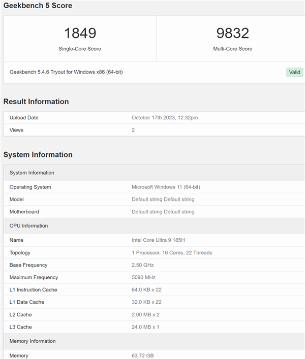 Intel顶级酷睿Ultra 9 185H首次出现！16核心冲到5.1GHz  第2张