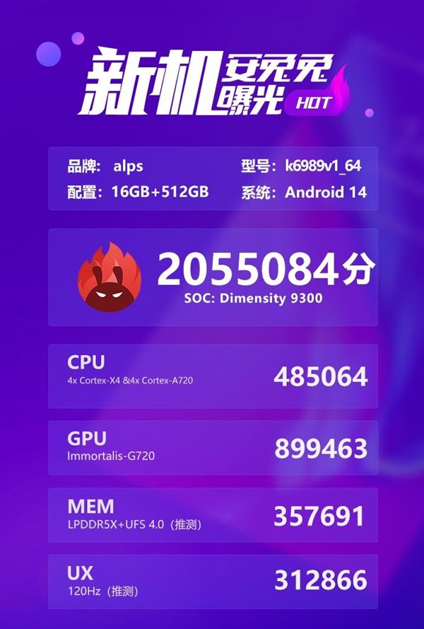 联发科天玑9300安兔兔跑分突破205万  看样子这波性能稳了！ 第2张