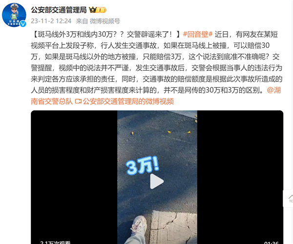 im钱包:斑马线内外事故赔偿不同引热议 线内赔偿30万线外仅3万：官方回应假的  第2张