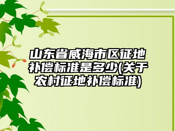 山东省威海市区征地补偿标准是多少(关于农村征地补偿标准)