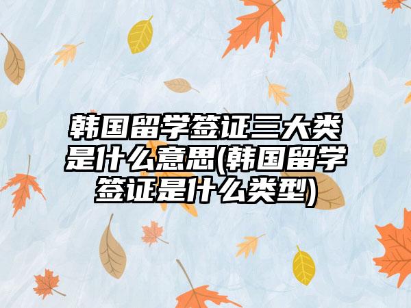 韩国留学签证三大类是什么意思(韩国留学签证是什么类型)