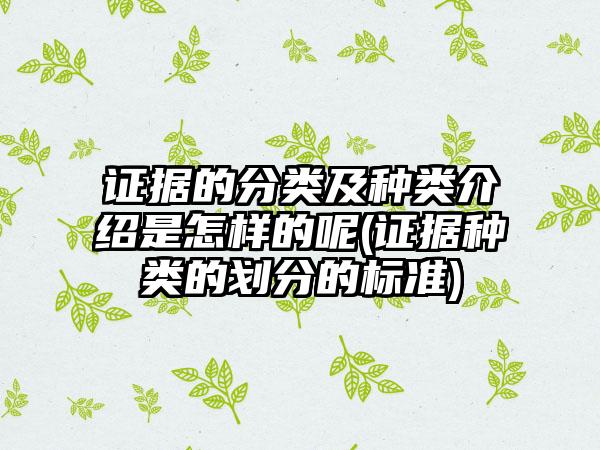 证据的分类及种类介绍是怎样的呢(证据种类的划分的标准)