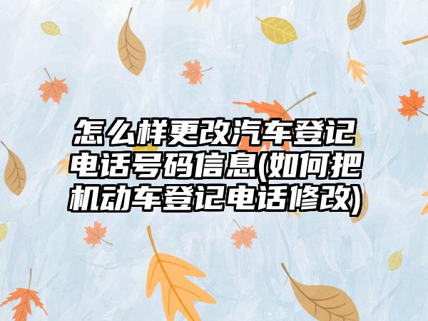 怎么样更改汽车登记电话号码信息(如何把机动车登记电话修改)