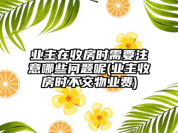 业主在收房时需要注意哪些问题呢(业主收房时不交物业费)