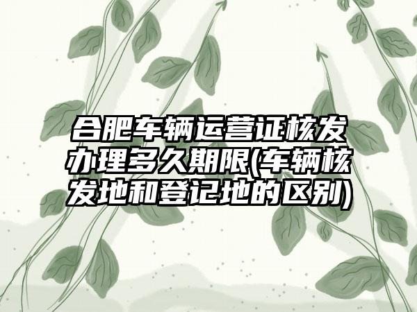 合肥车辆运营证核发办理多久期限(车辆核发地和登记地的区别)  第1张