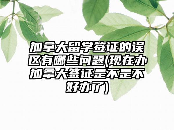 加拿大留学签证的误区有哪些问题(现在办加拿大签证是不是不好办了)