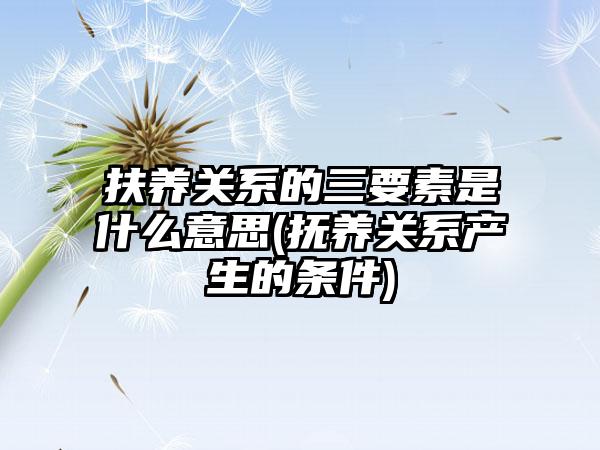 扶养关系的三要素是什么意思(抚养关系产生的条件)