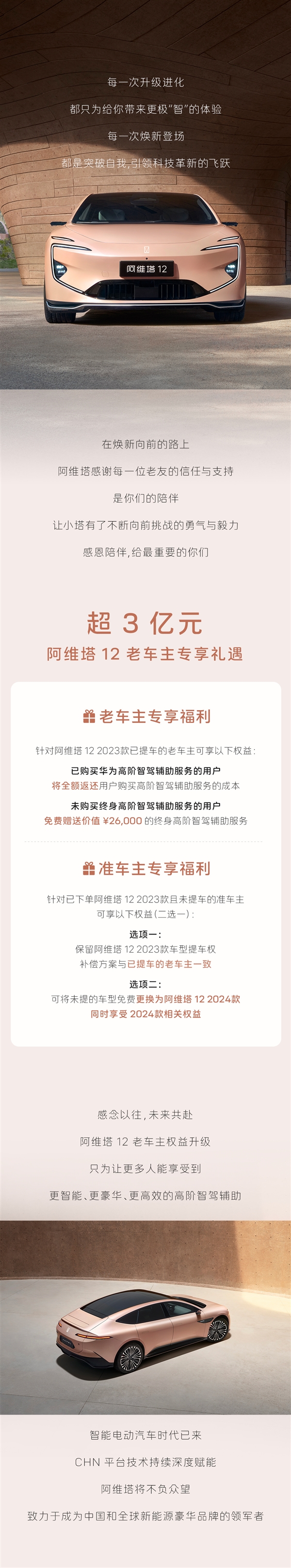 豪掷3个亿！阿维塔12老车主有福了：华为ADS高阶智驾免费送