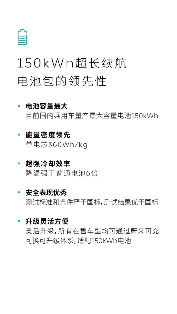 蔚来150度电池包升级方案公布：6月1日上线 日租最低100元  第2张