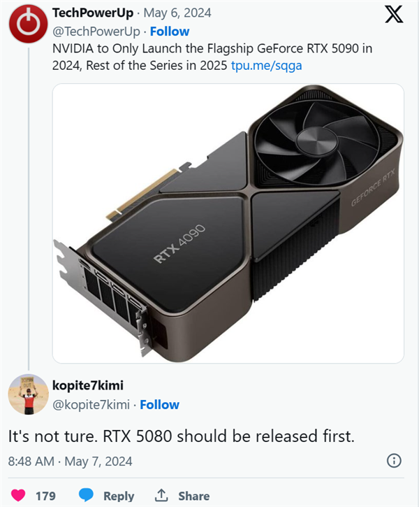 反了反了：RTX 5080被曝早于RTX 5090发布  第3张